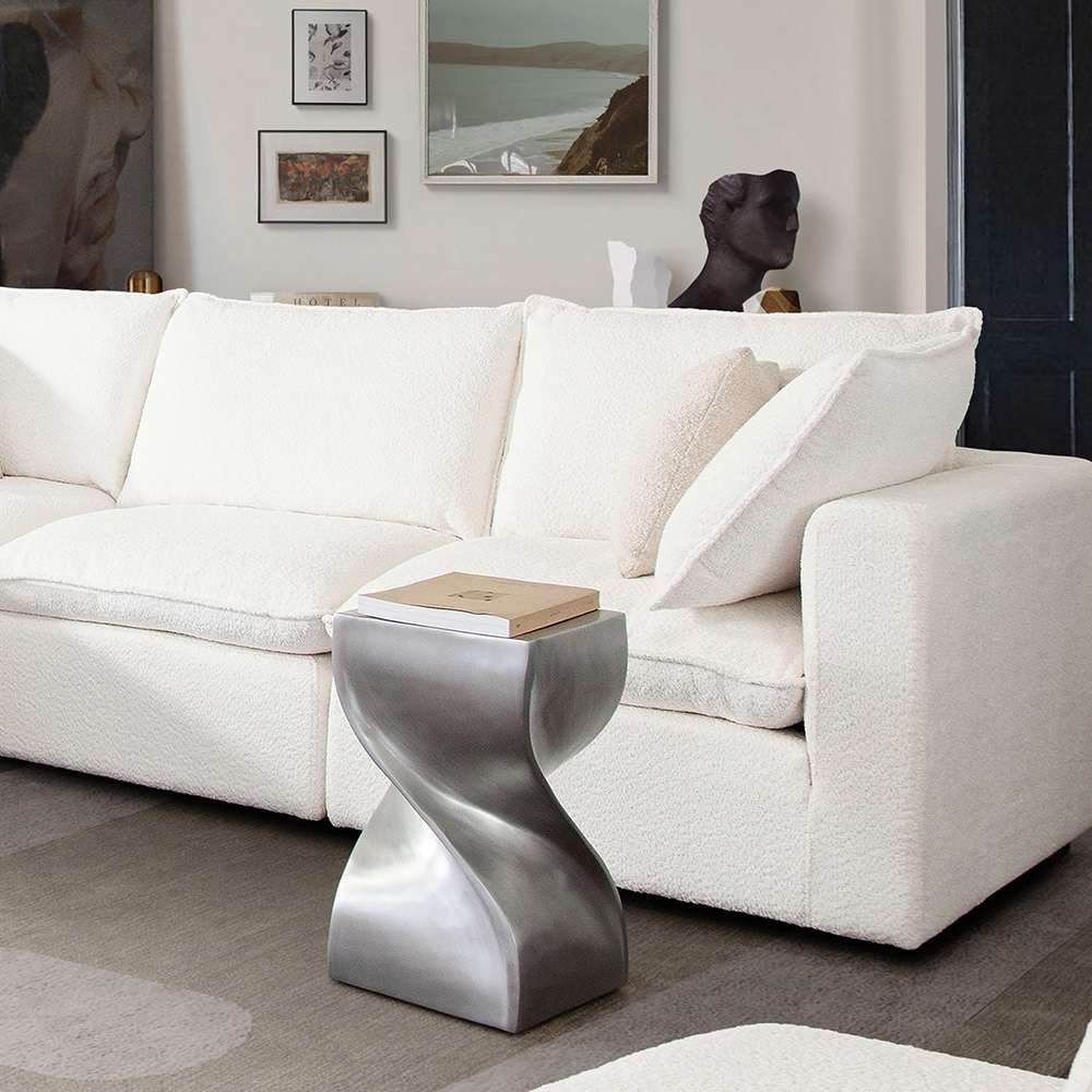 Diamond Sofa - Spire Square Accent Table in Casted Aluminum in Nickel Finish - SPIREATNI_CLOSEOUT veiw 4