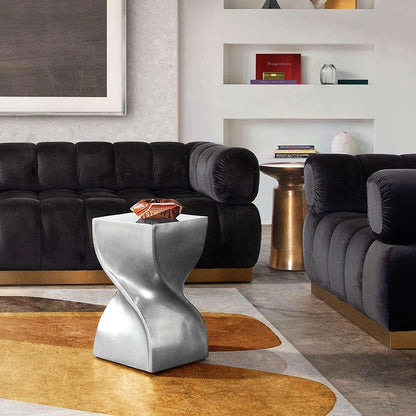 Diamond Sofa - Spire Square Accent Table in Casted Aluminum in Nickel Finish - SPIREATNI_CLOSEOUT veiw 7