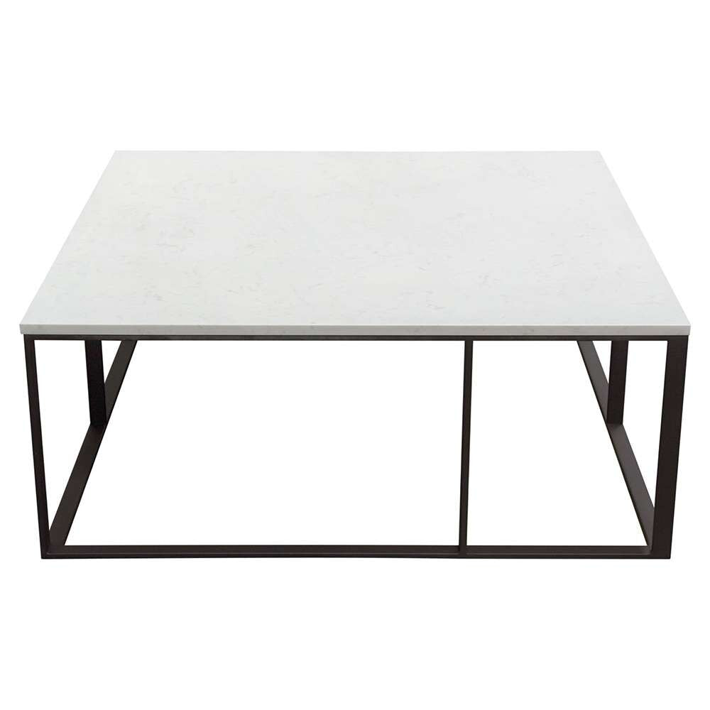 Diamond Sofa - Surface Square Cocktail Table w/ Engineered Marble Top & Black Powder Coated Metal Base - SURFACECTMA veiw 3