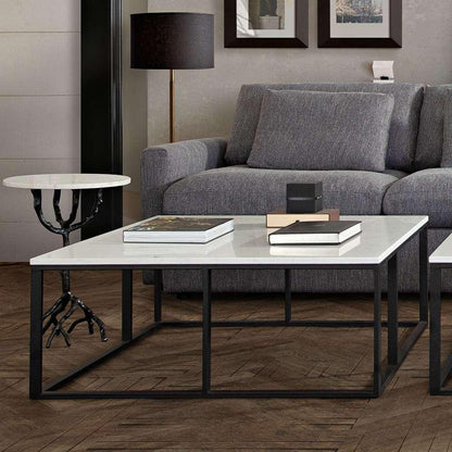 Diamond Sofa - Surface Square Cocktail Table w/ Engineered Marble Top & Black Powder Coated Metal Base - SURFACECTMA veiw 4