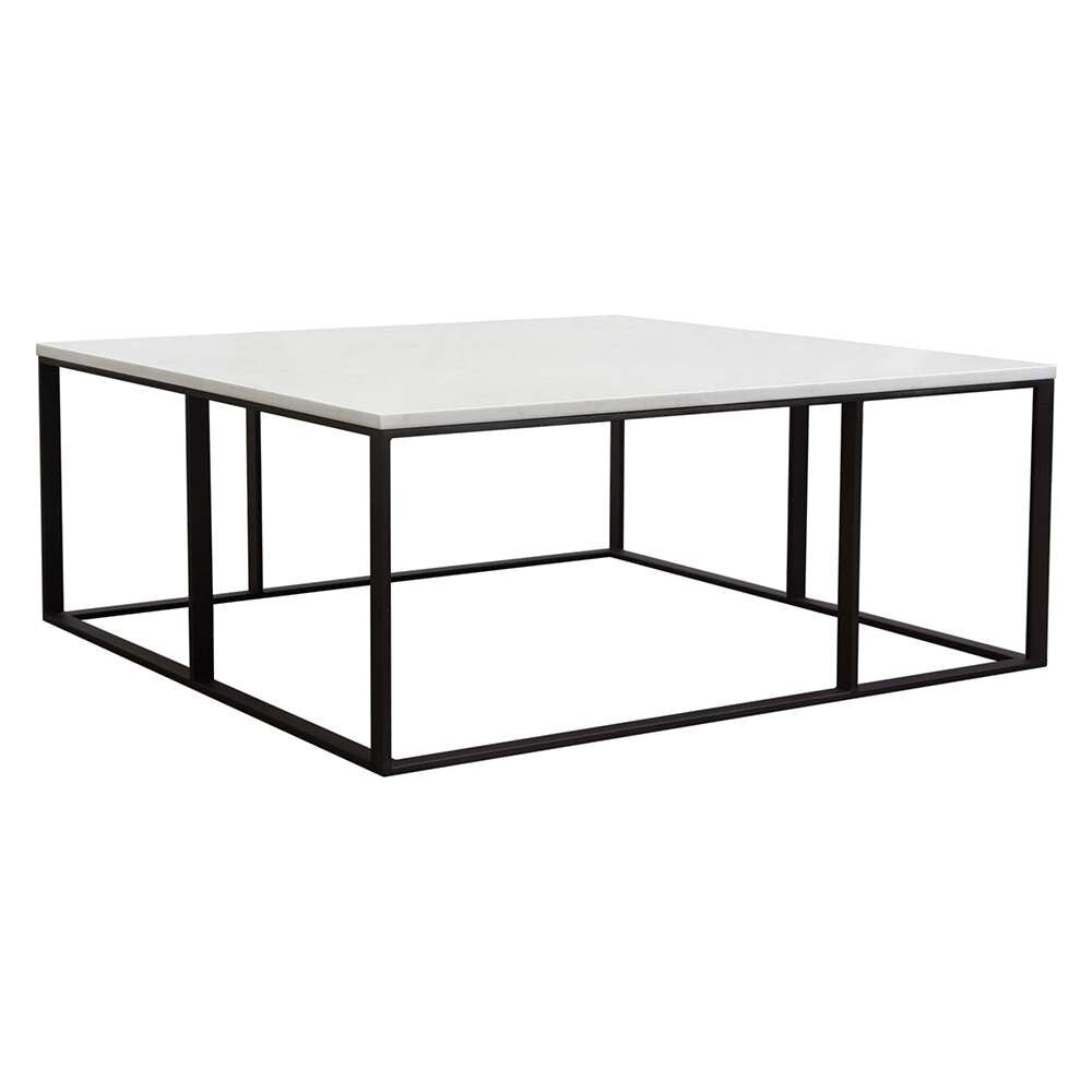 Diamond Sofa - Surface Square Cocktail Table w/ Engineered Marble Top & Black Powder Coated Metal Base - SURFACECTMA veiw 5