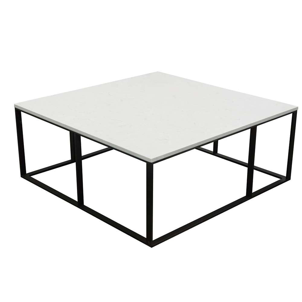 Diamond Sofa - Surface Square Cocktail Table w/ Engineered Marble Top & Black Powder Coated Metal Base - SURFACECTMA veiw 7
