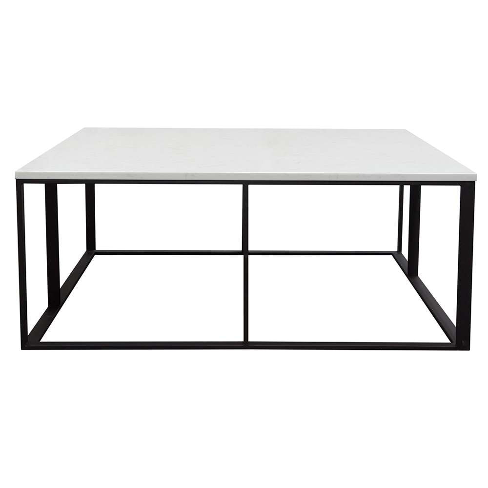Diamond Sofa - Surface Square Cocktail Table w/ Engineered Marble Top & Black Powder Coated Metal Base - SURFACECTMA veiw 8