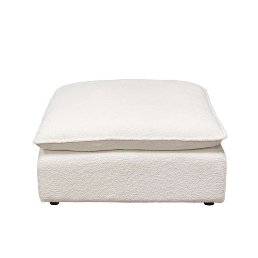 Diamond Sofa - Ivy Square Ottoman in White Faux Shearling w/ Feather Down Seating - IVYOTWH veiw 1
