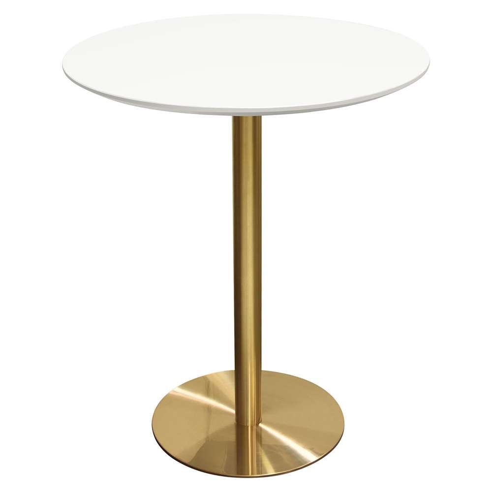 Diamond Sofa - Stella 36in Round Bar Height Table w/ White Lacquer Top and Brushed Gold Metal Base - STELLABTWHGD veiw 1