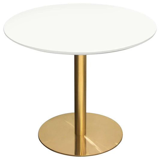 Diamond Sofa - Stella 36in Round Dining Table w/ White Lacquer Top and Brushed Gold Metal Base - STELLADTWHGD veiw 1