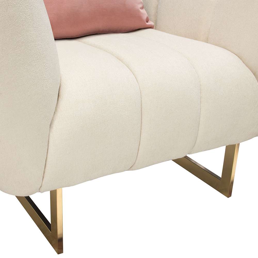 Diamond Sofa - Venus Cream Fabric Chair w/ Contrasting Pillows & Gold Finished Metal Base - VENUSCHCM veiw 4