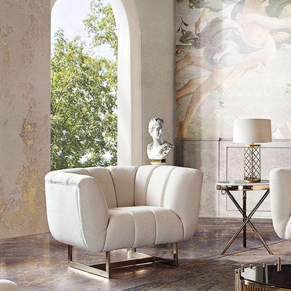 Diamond Sofa - Venus Cream Fabric Chair w/ Contrasting Pillows & Gold Finished Metal Base - VENUSCHCM veiw 5