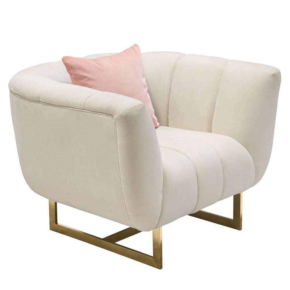 Diamond Sofa - Venus Cream Fabric Chair w/ Contrasting Pillows & Gold Finished Metal Base - VENUSCHCM veiw 6