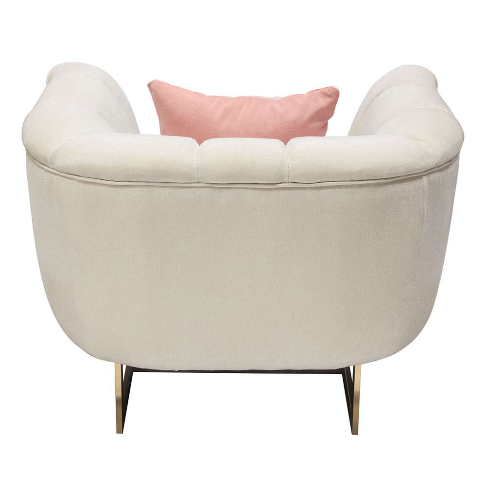 Diamond Sofa - Venus Cream Fabric Chair w/ Contrasting Pillows & Gold Finished Metal Base - VENUSCHCM veiw 9