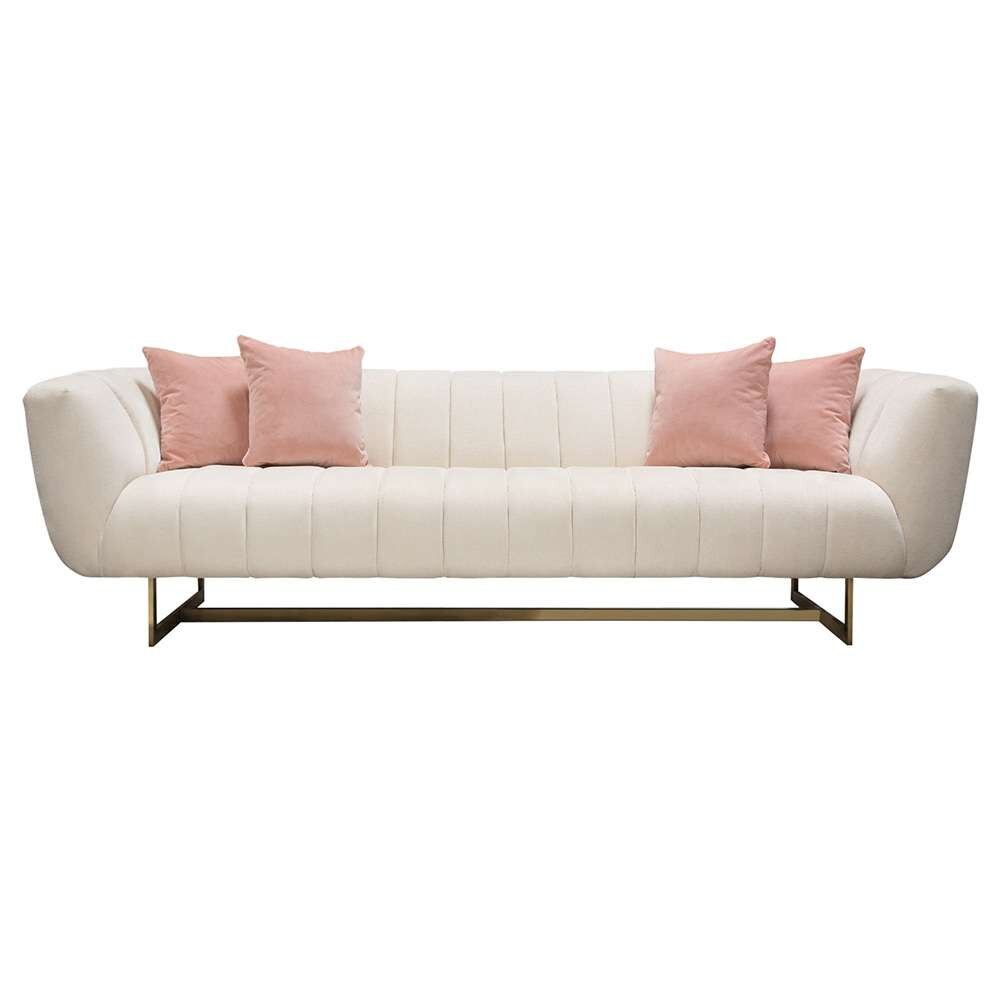 Diamond Sofa - Venus Cream Fabric Sofa w/ Contrasting Pillows & Gold Finished Metal Base - VENUSSOCM veiw 1
