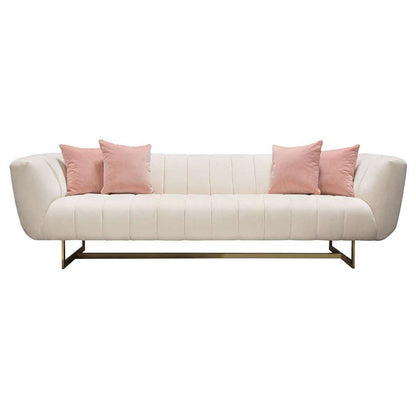 Diamond Sofa - Venus Cream Fabric Sofa w/ Contrasting Pillows & Gold Finished Metal Base - VENUSSOCM veiw 1
