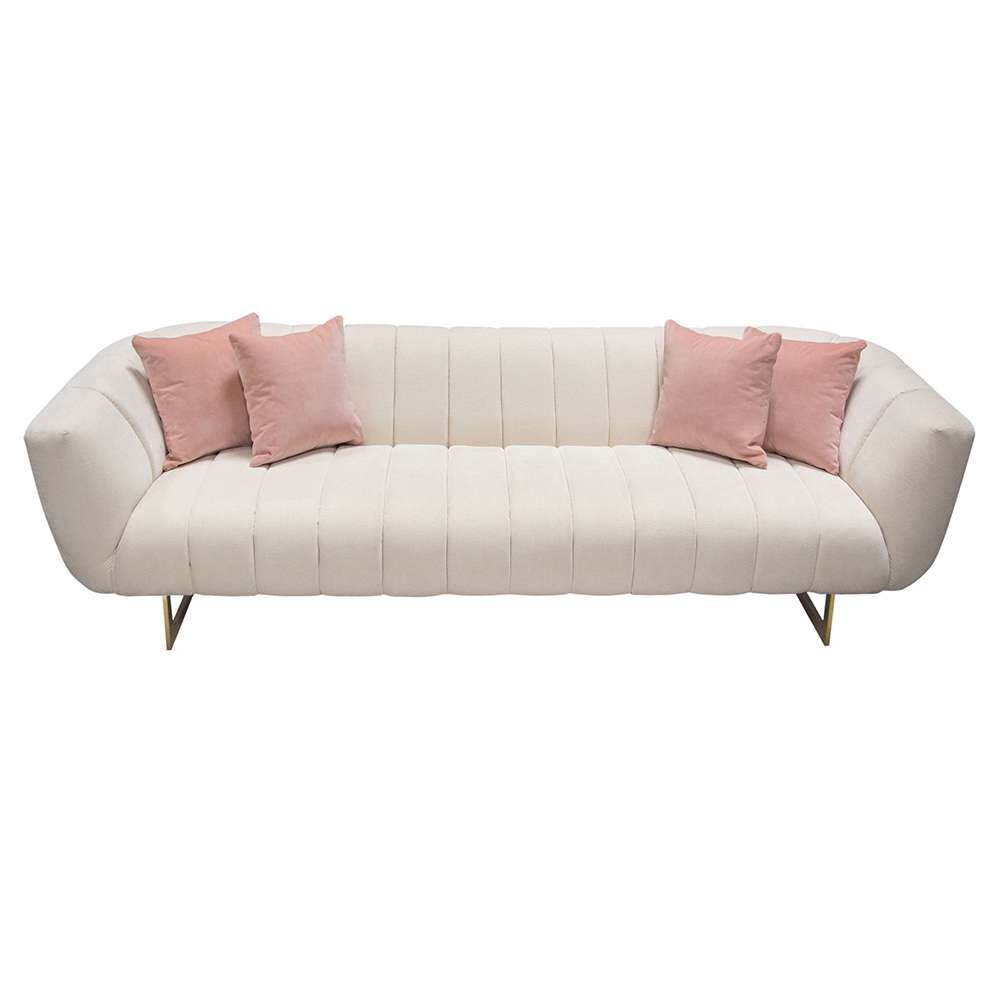 Diamond Sofa - Venus Cream Fabric Sofa w/ Contrasting Pillows & Gold Finished Metal Base - VENUSSOCM veiw 9