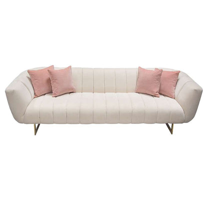 Diamond Sofa - Venus Cream Fabric Sofa w/ Contrasting Pillows & Gold Finished Metal Base - VENUSSOCM veiw 9