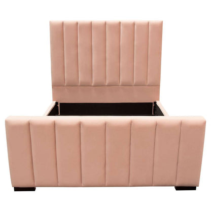 Diamond Sofa - Venus Vertical Channel Tufted Eastern King Bed in Blush Pink Velvet - VENUSPNEKBED_CLOSEOUT veiw 1