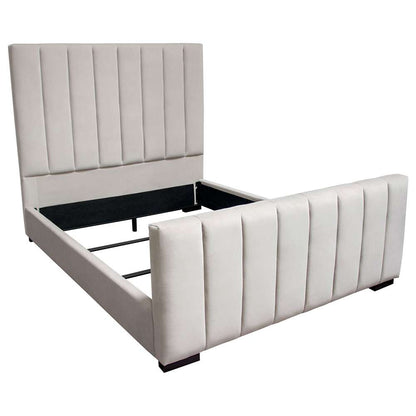 Diamond Sofa - Venus Vertical Channel Tufted Eastern King Bed in Light Grey Velvet - VENUSLGEKBED_CLOSEOUT veiw 6