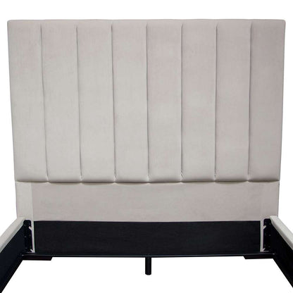 Diamond Sofa - Venus Vertical Channel Tufted Eastern King Bed in Light Grey Velvet - VENUSLGEKBED_CLOSEOUT veiw 9