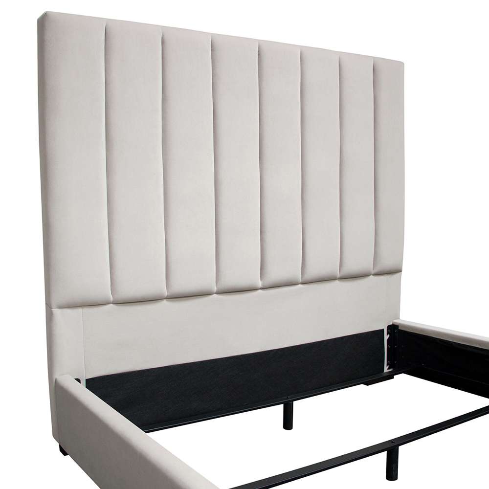 Diamond Sofa - Venus Vertical Channel Tufted Eastern King Bed in Light Grey Velvet - VENUSLGEKBED_CLOSEOUT veiw 10