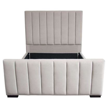 Diamond Sofa - Venus Vertical Channel Tufted Queen Bed in Light Grey Velvet - VENUSLGQUBED_CLOSEOUT veiw 1