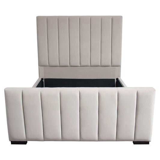 Diamond Sofa - Venus Vertical Channel Tufted Queen Bed in Light Grey Velvet - VENUSLGQUBED_CLOSEOUT veiw 1