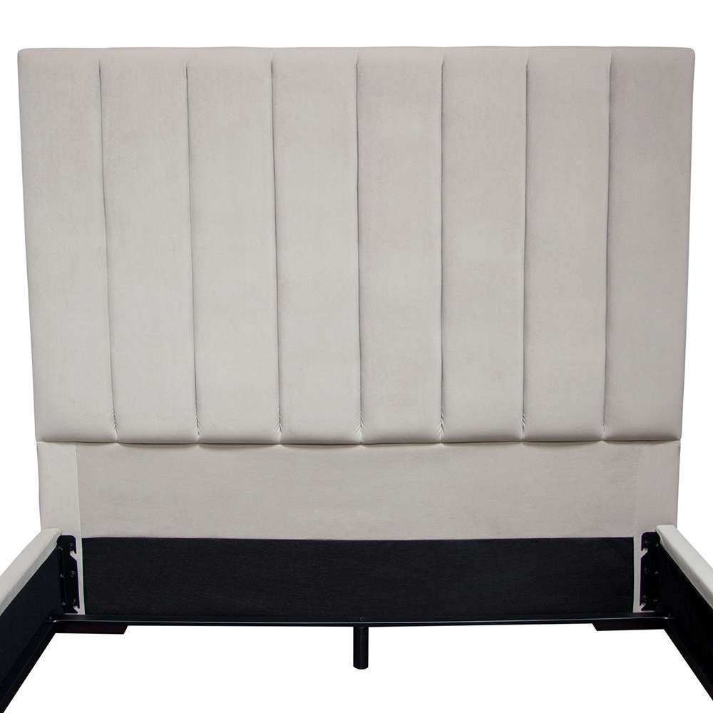 Diamond Sofa - Venus Vertical Channel Tufted Queen Bed in Light Grey Velvet - VENUSLGQUBED_CLOSEOUT veiw 9