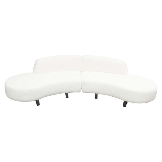 Diamond Sofa - Vesper 2PC Modular Curved Armless Chaise in Faux White Shearling w/ Black Wood Leg Base - VESPER2PCLCRCWH veiw 1