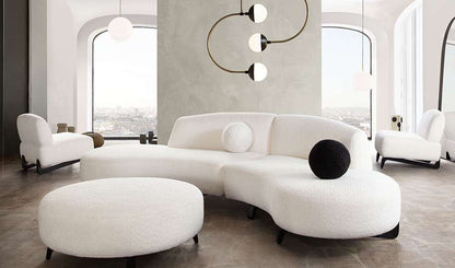 Diamond Sofa - Vesper 2PC Modular Curved Armless Chaise in Faux White Shearling w/ Black Wood Leg Base - VESPER2PCLCRCWH veiw 5