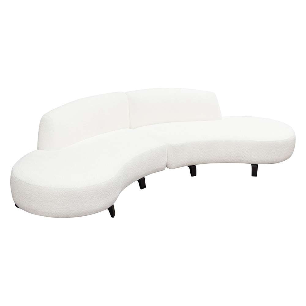Diamond Sofa - Vesper 2PC Modular Curved Armless Chaise in Faux White Shearling w/ Black Wood Leg Base - VESPER2PCLCRCWH veiw 6