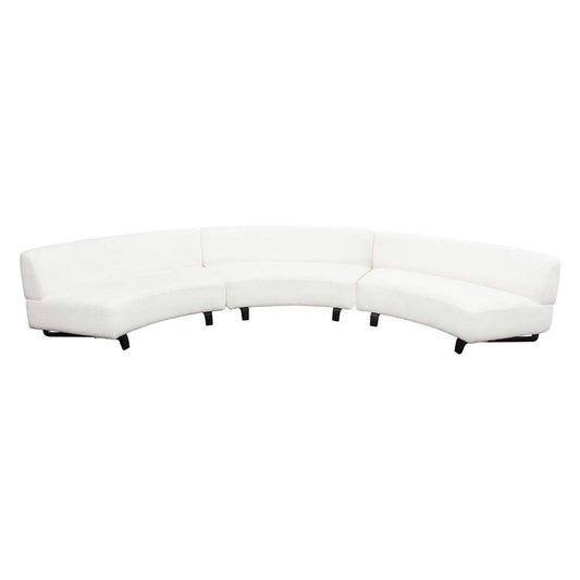 Diamond Sofa - Vesper 3PC Modular Curved Armless Sofa in Faux White Shearling w/ Black Wood Leg Base - VESPER3PCASWH veiw 1