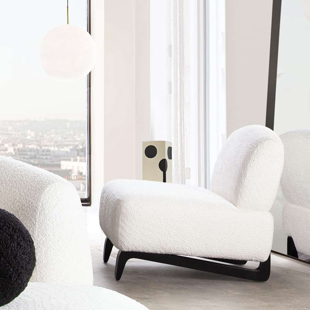 Diamond Sofa - Vesper Armless Chair in Faux White Shearling w/ Black Wood Leg Base - VESPERACWH veiw 5