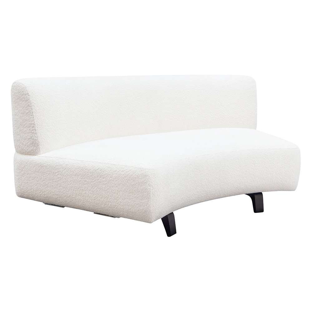Diamond Sofa - Vesper Curved Armless Sofa in Faux White Shearling w/ Black Wood Leg Base - VESPERASWH veiw 3