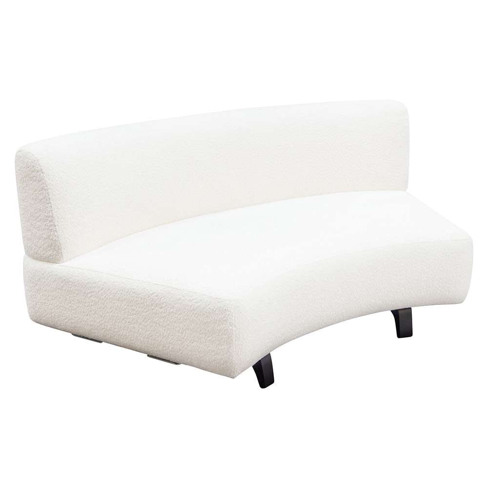 Diamond Sofa - Vesper Curved Armless Sofa in Faux White Shearling w/ Black Wood Leg Base - VESPERASWH veiw 4