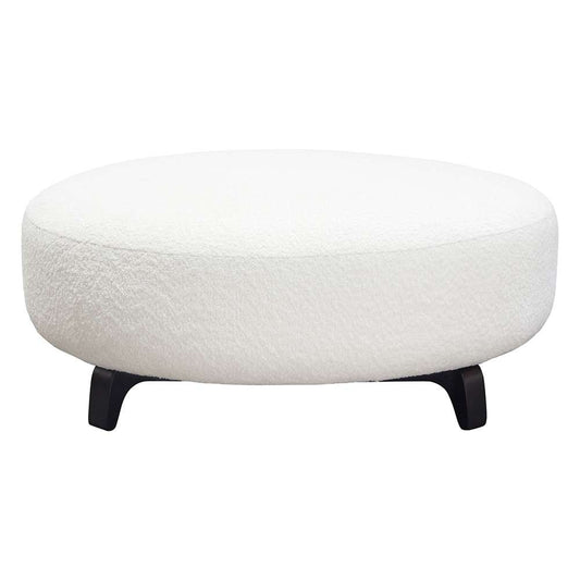 Diamond Sofa - Vesper Round Ottoman in Faux White Shearling w/ Black Wood Leg Base  - VESPEROTWH veiw 1