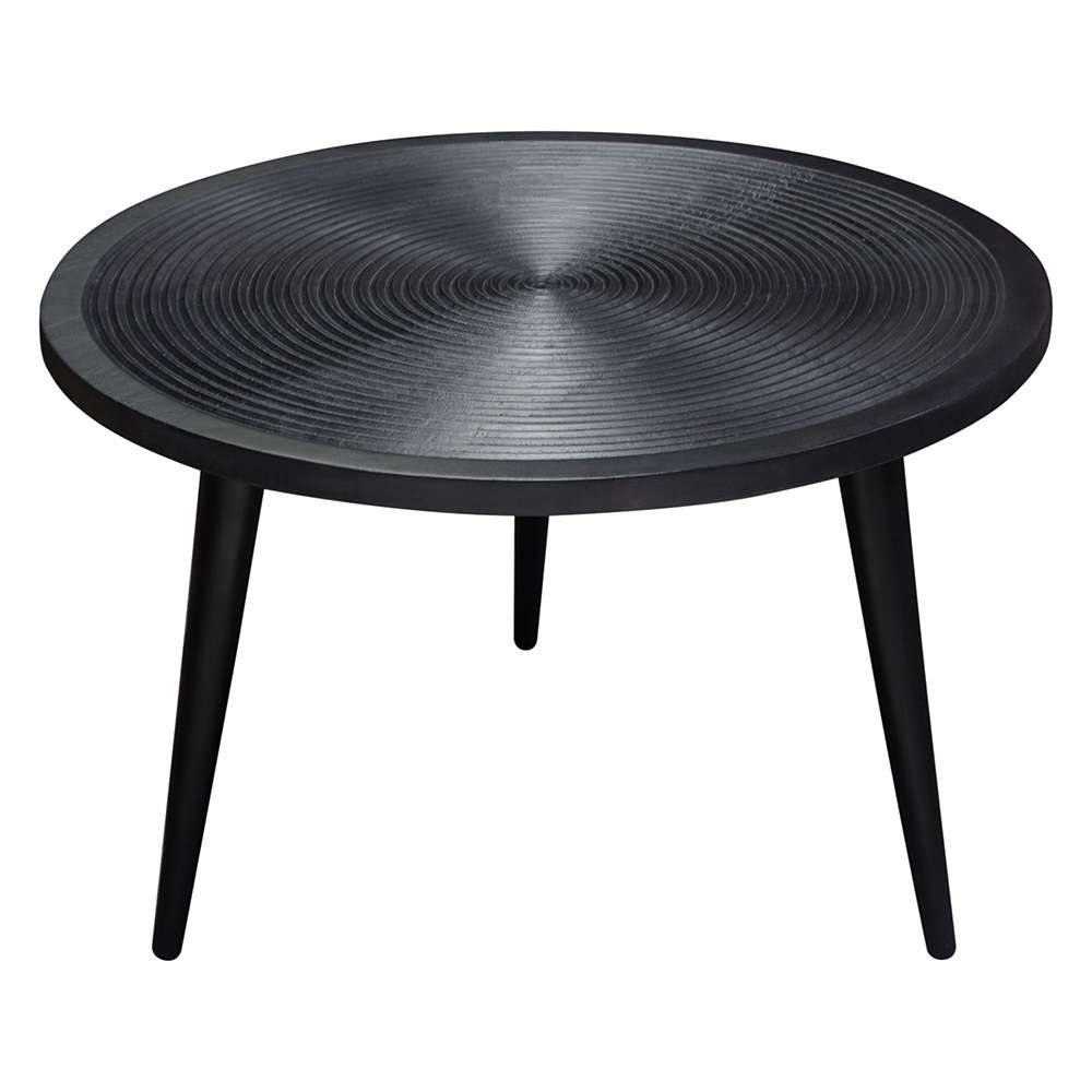 Diamond Sofa - Vortex Round Cocktail Table in Solid Mango Wood Top in Black Finish & Iron Legs - VORTEXCTBL veiw 5