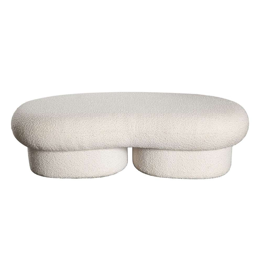 Diamond Sofa - Wave Curved Accent Bench in Ivory Boucle Fabric - WAVEBEIV veiw 1