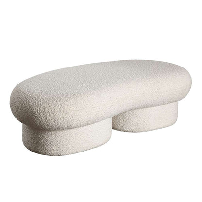 Diamond Sofa - Wave Curved Accent Bench in Ivory Boucle Fabric - WAVEBEIV veiw 2