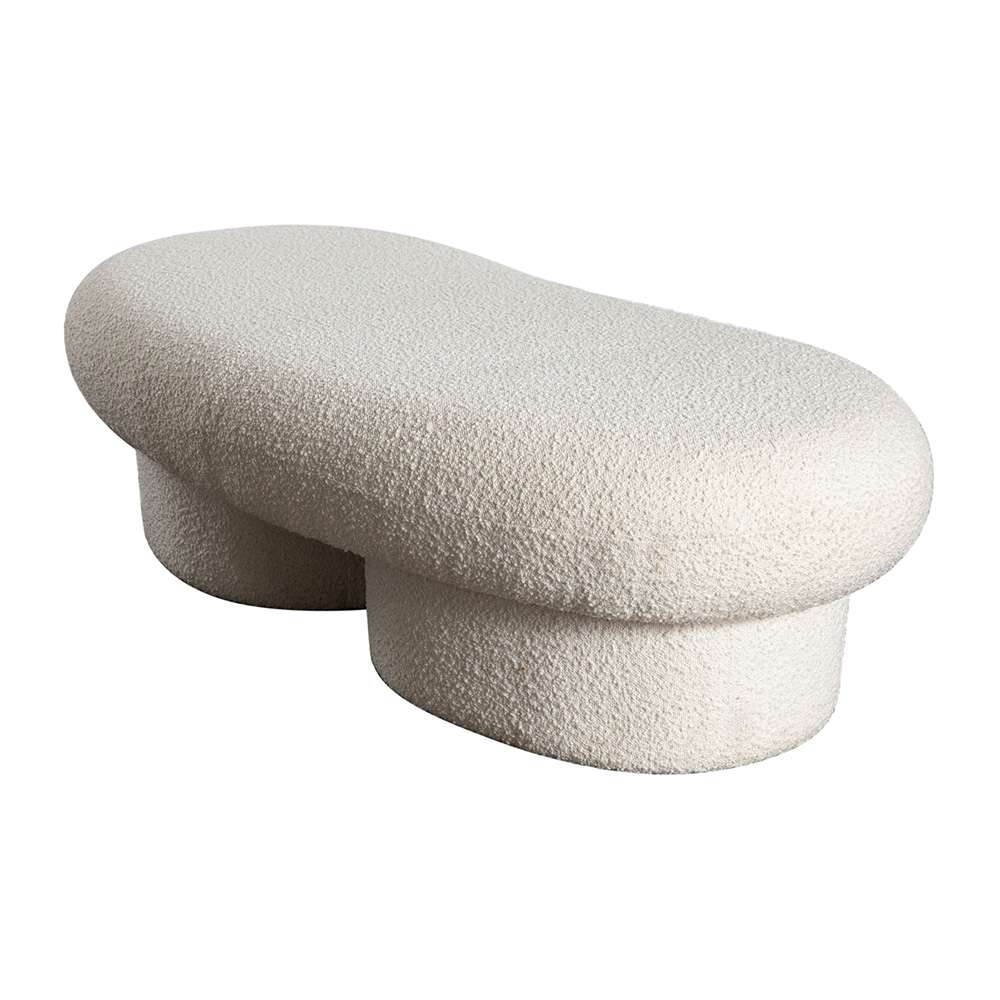 Diamond Sofa - Wave Curved Accent Bench in Ivory Boucle Fabric - WAVEBEIV veiw 6