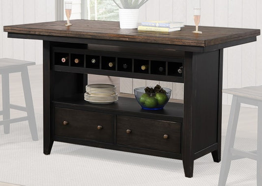 ECI Furniture - Ashford Kitchen Island Complete, Black & Rustic Walnut - 2222-23-I-T/B view 1