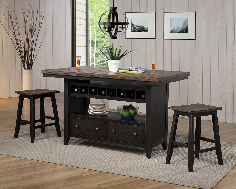 ECI Furniture - Ashford Kitchen Island Complete, Black & Rustic Walnut - 2222-23-I-T/B view 2