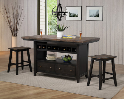 ECI Furniture - Ashford Kitchen Island Complete, Black & Rustic Walnut - 2222-23-I-T/B view 2