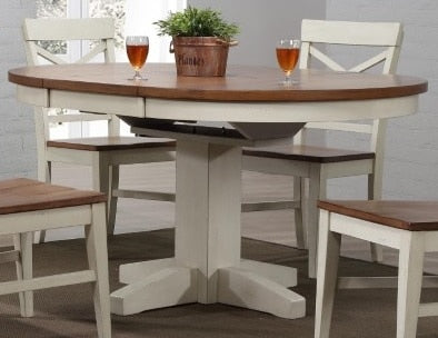 ECI Furniture - Choices Complete Round To Oval Table in Antique White - 0733-20-RT_RB veiw 1