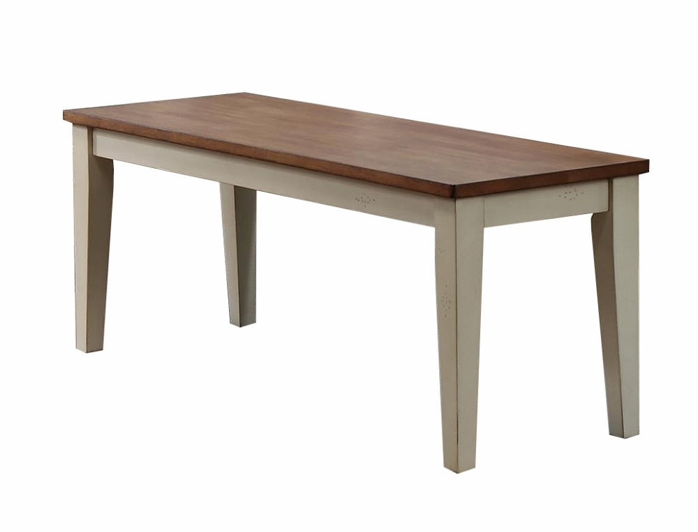 ECI Furniture - Choices Dining Bench with Acacia Finished Top in Antique White - 0733-20-BN veiw 1