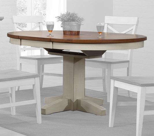 ECI Furniture - Choices Round To Oval Table Complete, Antique White - 0733-20-RT/RB view 1