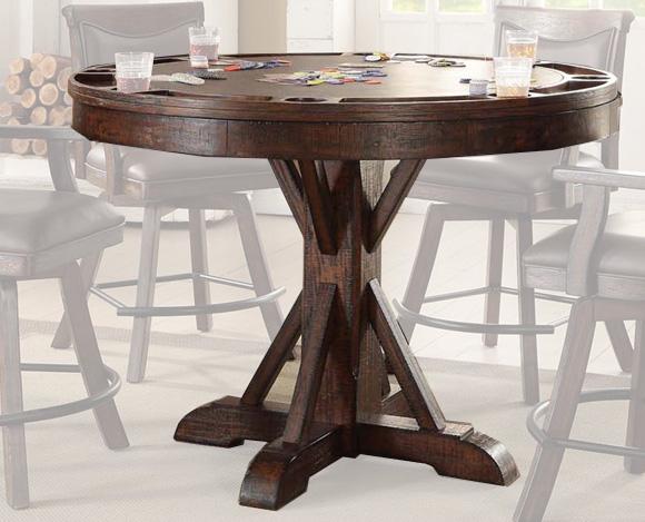 ECI Furniture - Complete Gettysburg Round Pub Game Table Complete, Dark Distressed - 1475-05-RPGT/RPGB view 1