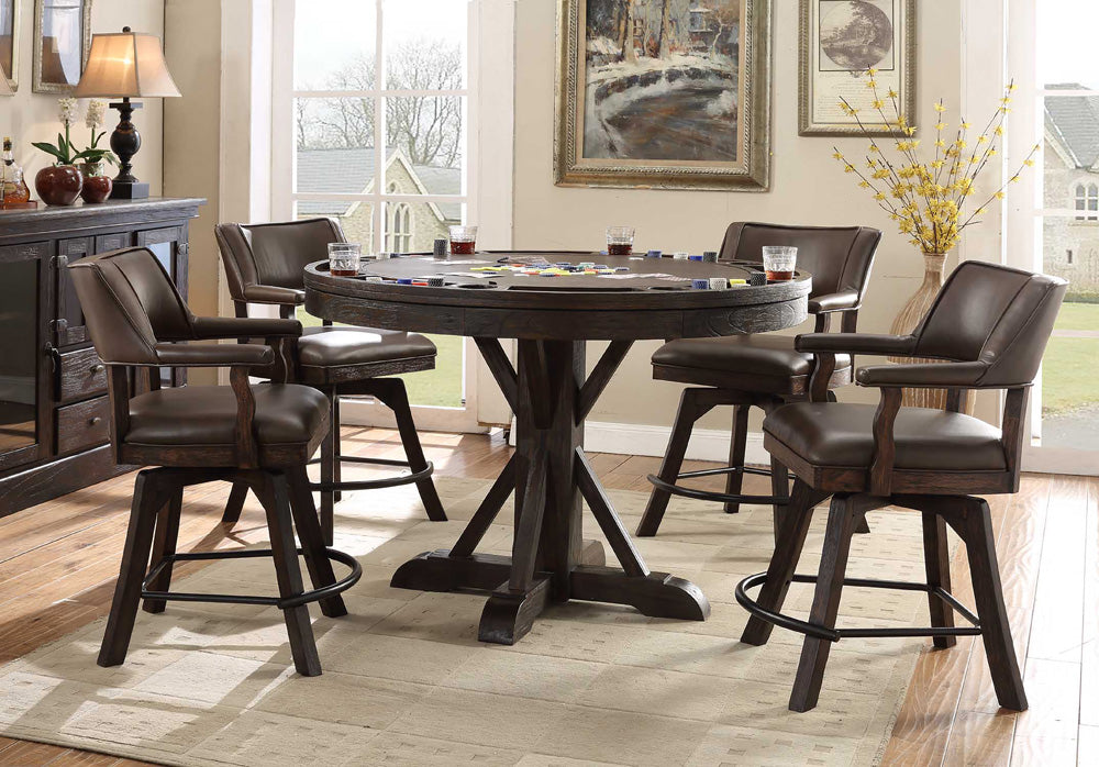 ECI Furniture - Complete Gettysburg Round Pub Game Table Complete, Dark Distressed - 1475-05-RPGT/RPGB view 2
