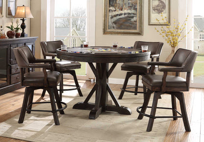 ECI Furniture - Complete Gettysburg Round Pub Game Table Complete, Dark Distressed - 1475-05-RPGT/RPGB view 2

