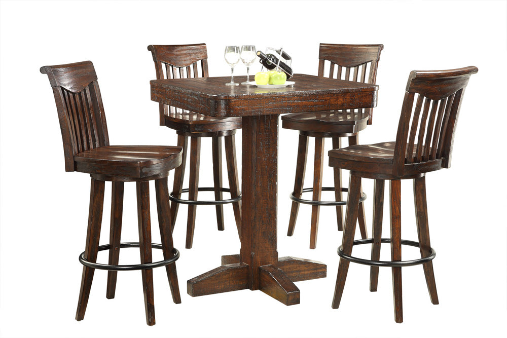 ECI Furniture - Gettysburg Pub Table Complete, Dark Distressed - 1475-05-PT36/PB36 view 2
