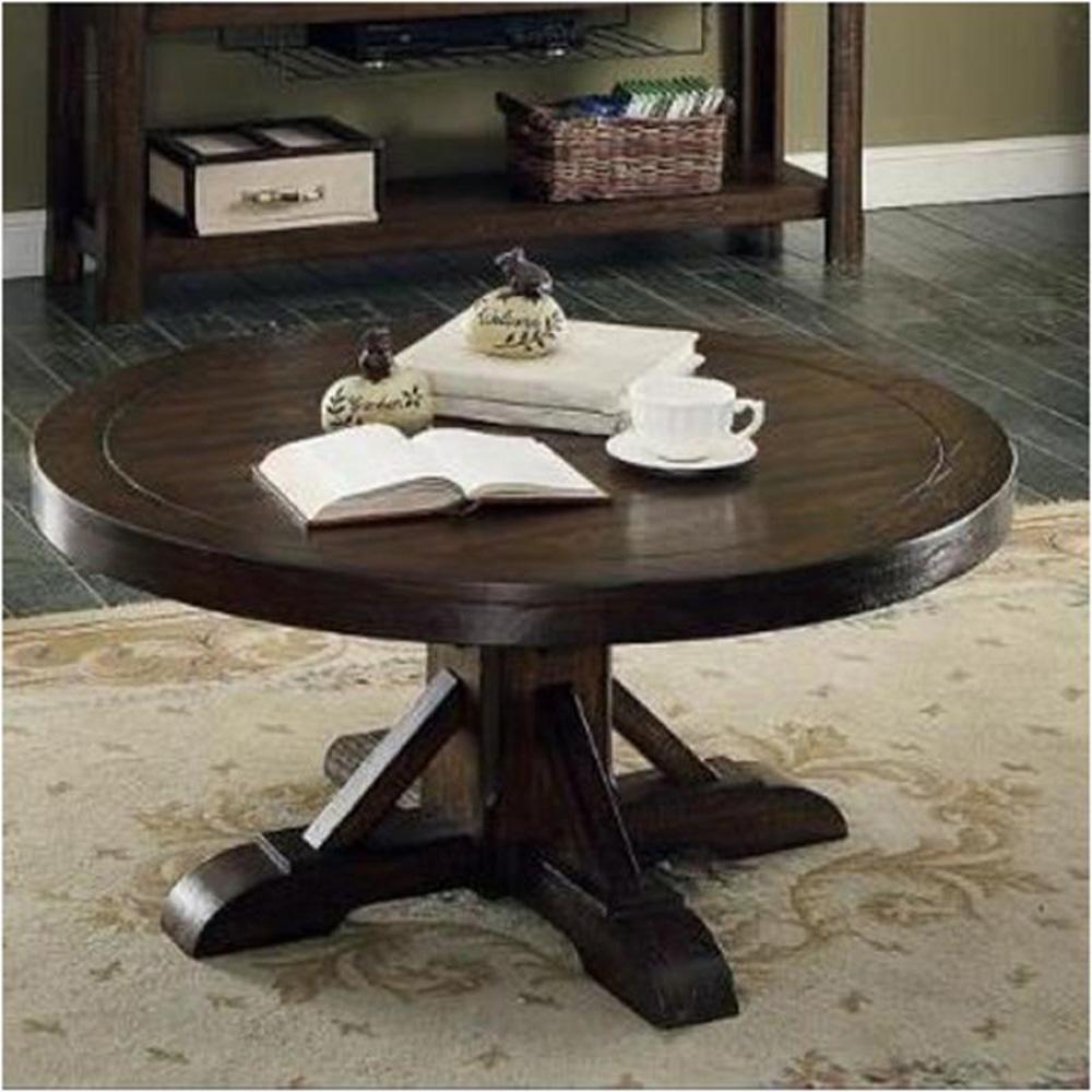 ECI Furniture - Gettysburg Round Cocktail Table Complete, Dark Distressed - 1475-05-RCKT-T/B veiw 1