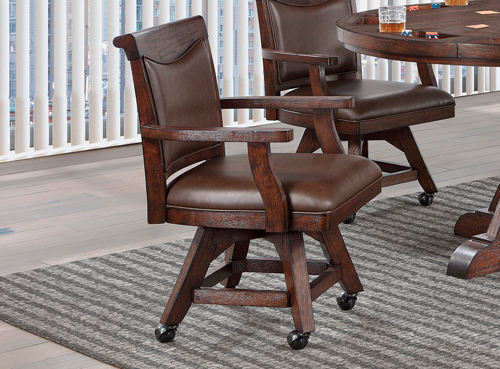ECI Furniture - Gettysburg Swivel Game Chair With castors, Dark Distressed (Set of 2) - S1475-05-SWC view 1