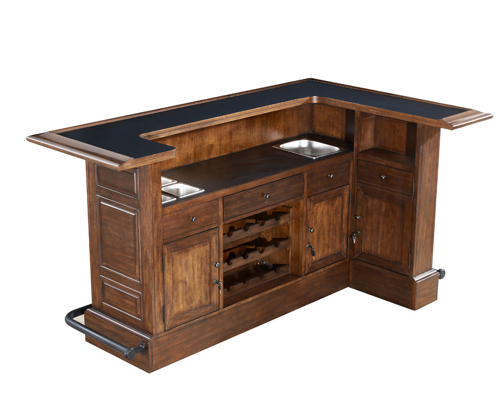 ECI Furniture - Manchester Raised Panel Return Bar Complete, Distressed Walnut - 1150-35-RT/RB/R view 2
